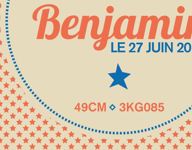 Faire part de naissance vintage. Réalisation par le studio du flamant rose, Bordeaux